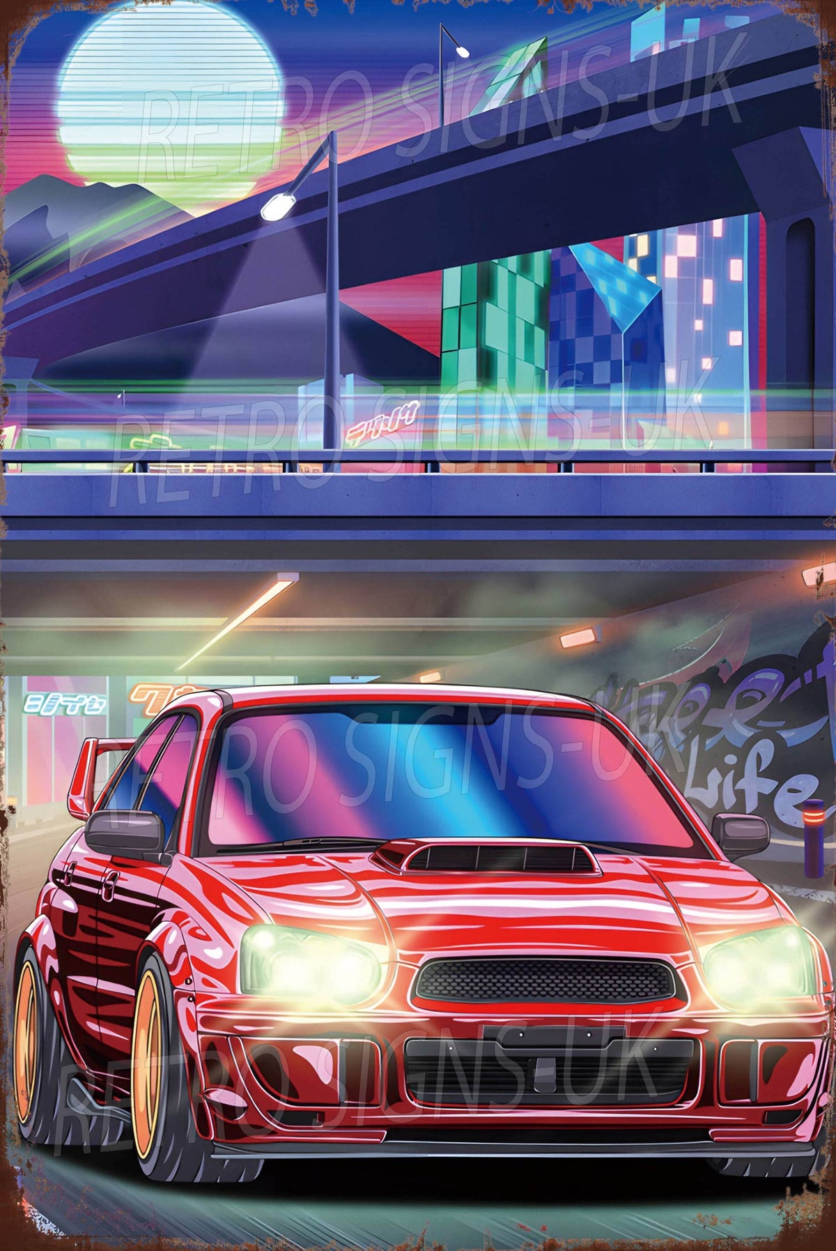 Impreza red neon 20x30cm metal sign