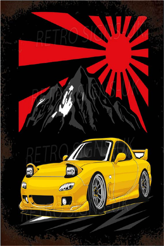 RX7 yellow black sun