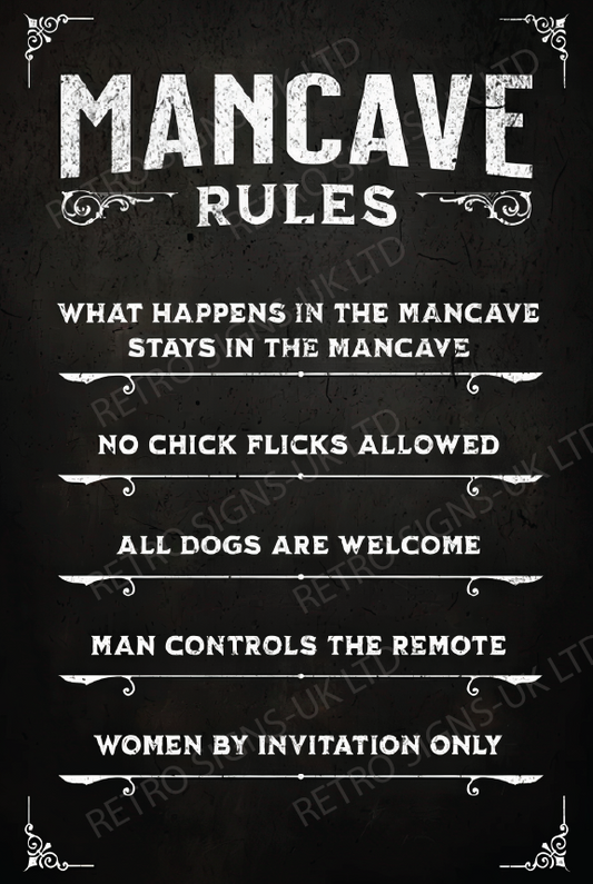 MAN CAVE RULES BLACK