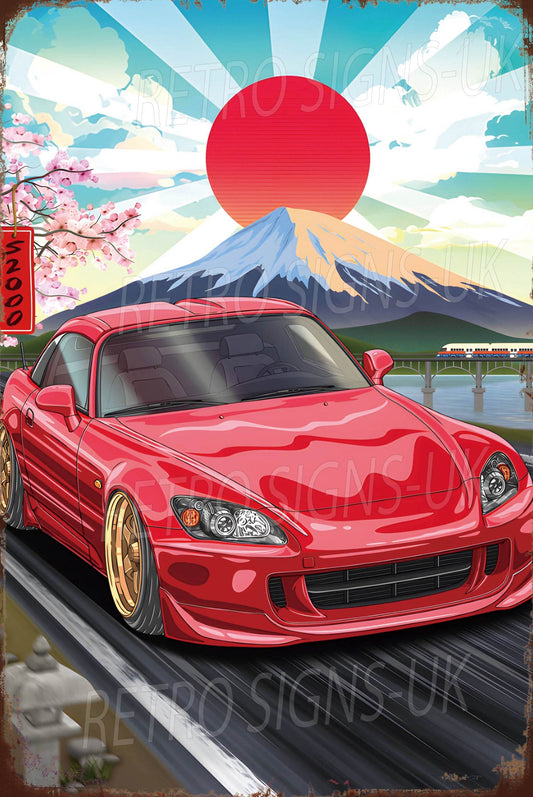 Honda red S2000 mountain