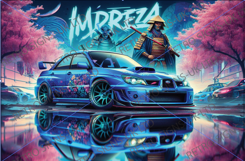 BLUE IMPREZA SAMURAI REFLECTION 20X30CM