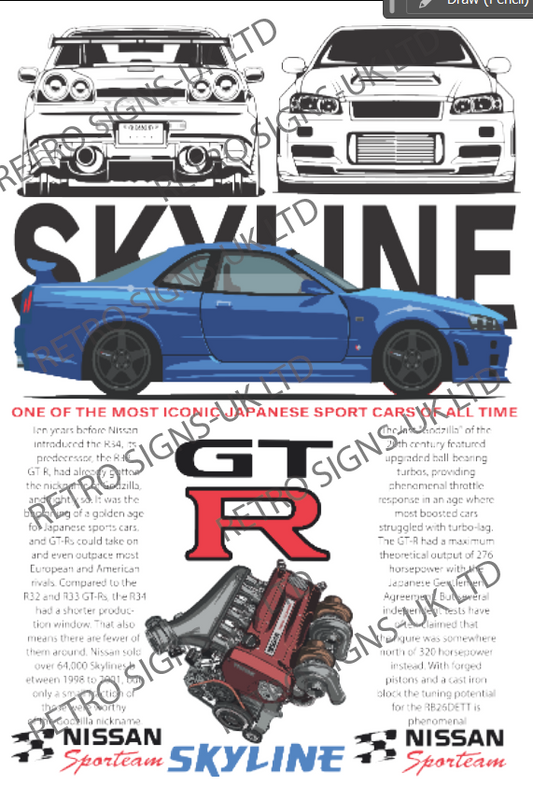 BLUE SKYLINE GTR WRITING
