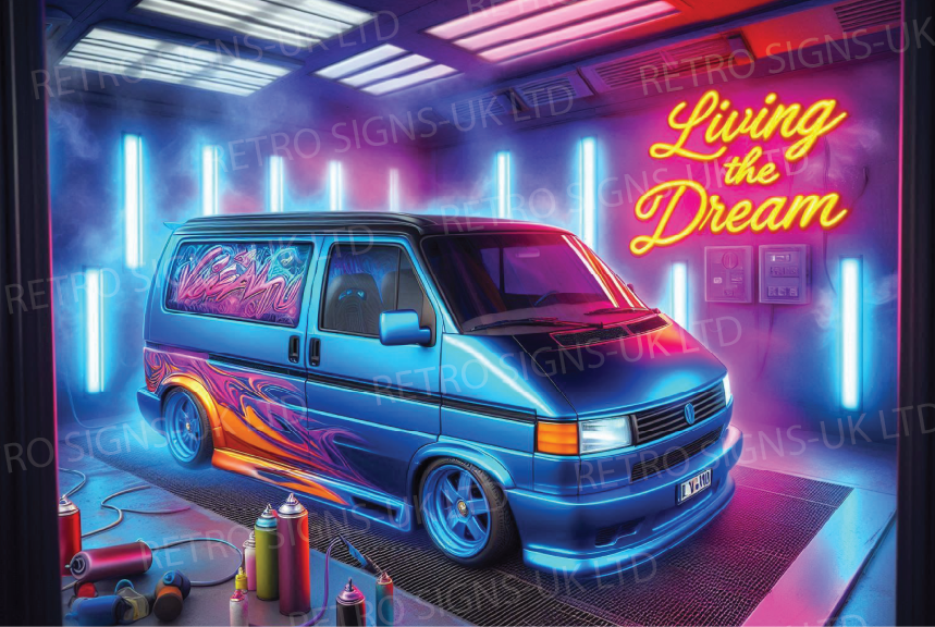 Blue living the dream spray booth