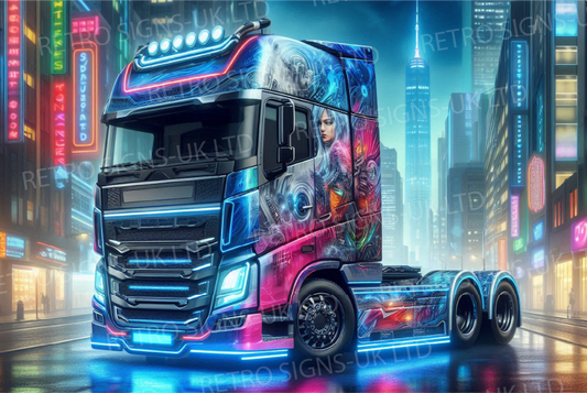 Truck blue girl airbrush